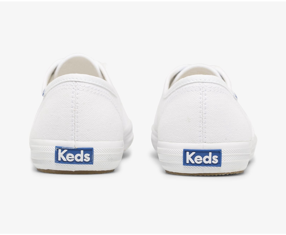 Womens Keds Sneakers - Champion Organic Cotton Canvas - White - 9258-ZDWMS